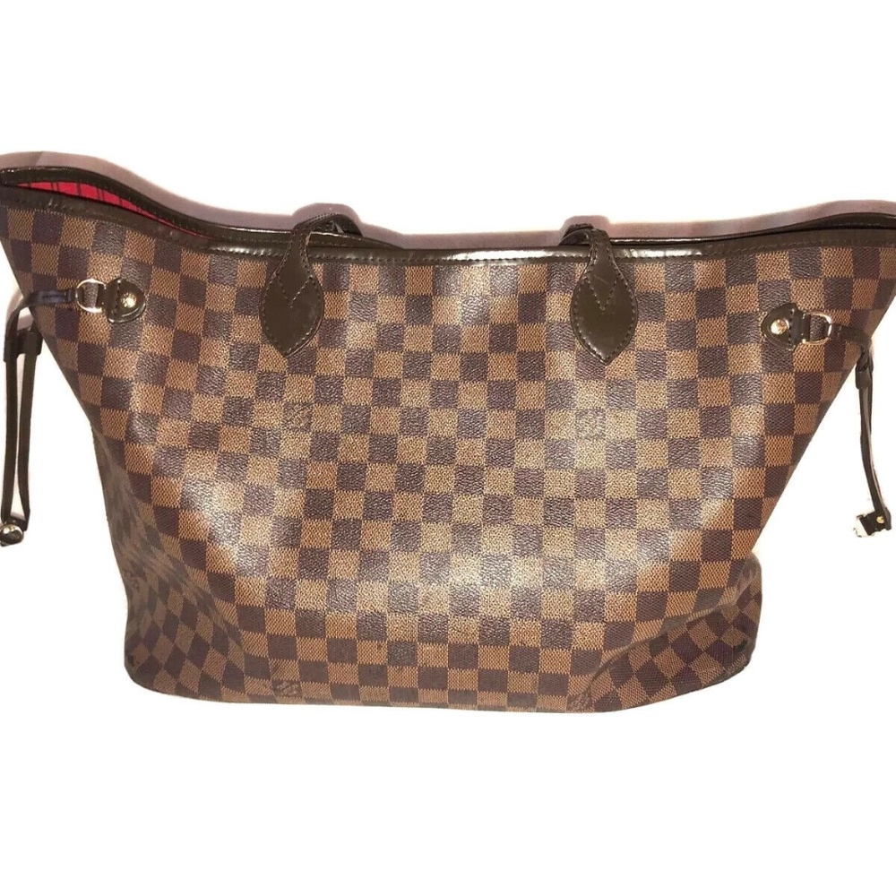 AUTHENTIC LOUIS VUITTON DAMIER EBENE CANVAS LV NEVERFULL GM LARGE TOTE BAG